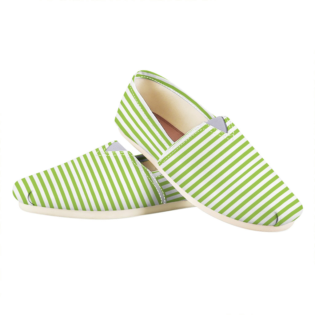 Green And White Striped Pattern Print Casual Shoes