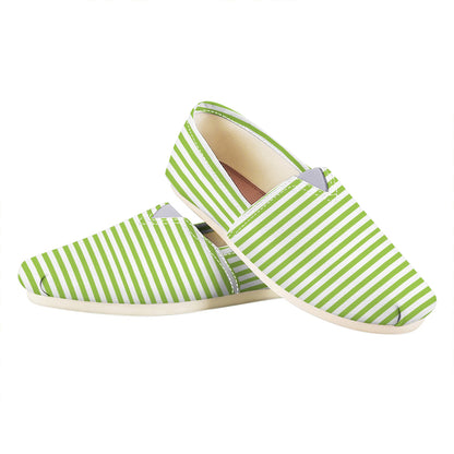Green And White Striped Pattern Print Casual Shoes
