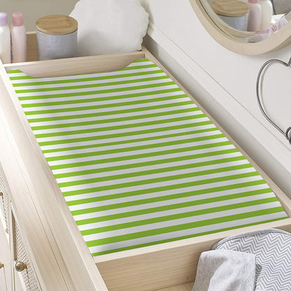 Green And White Striped Pattern Print Changing Pad Cover