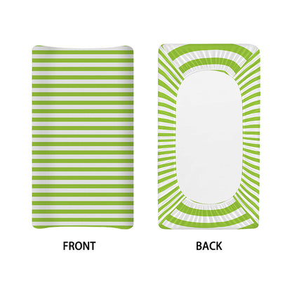 Green And White Striped Pattern Print Changing Pad Cover