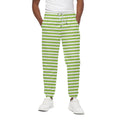 Green And White Striped Pattern Print Cotton Sweatpants