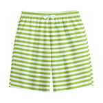 Green And White Striped Pattern Print Cotton Shorts