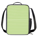 Green And White Striped Pattern Print Crossbody Lunch Bag