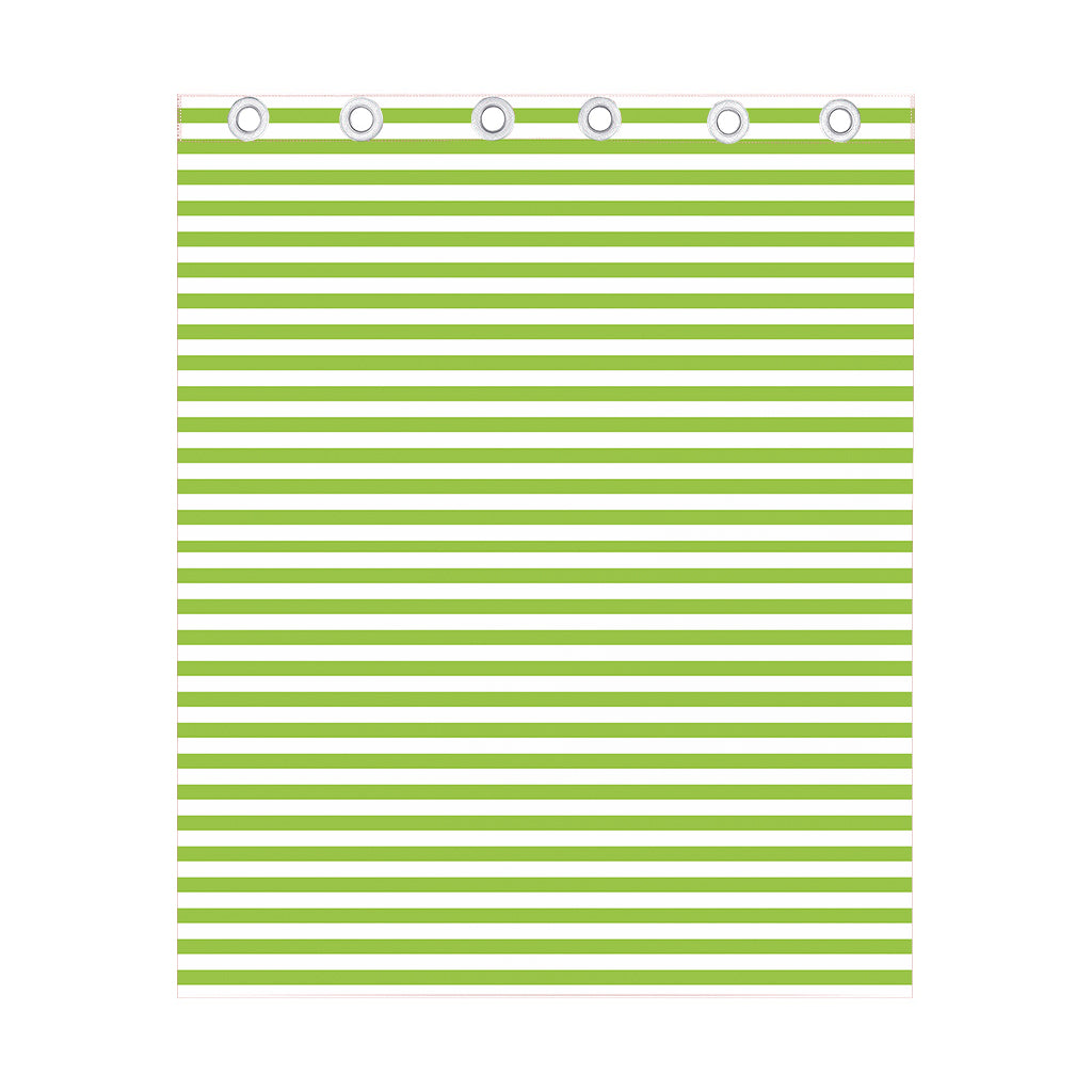 Green And White Striped Pattern Print Curtain