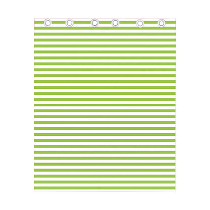 Green And White Striped Pattern Print Curtain