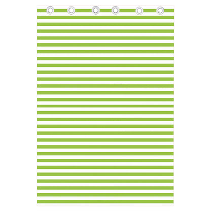 Green And White Striped Pattern Print Curtain
