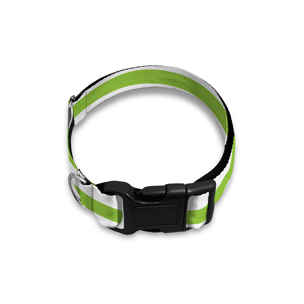 Green And White Striped Pattern Print Dog Collar