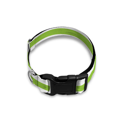 Green And White Striped Pattern Print Dog Collar