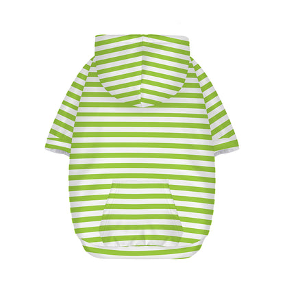 Green And White Striped Pattern Print Dog Zip Up Hoodie