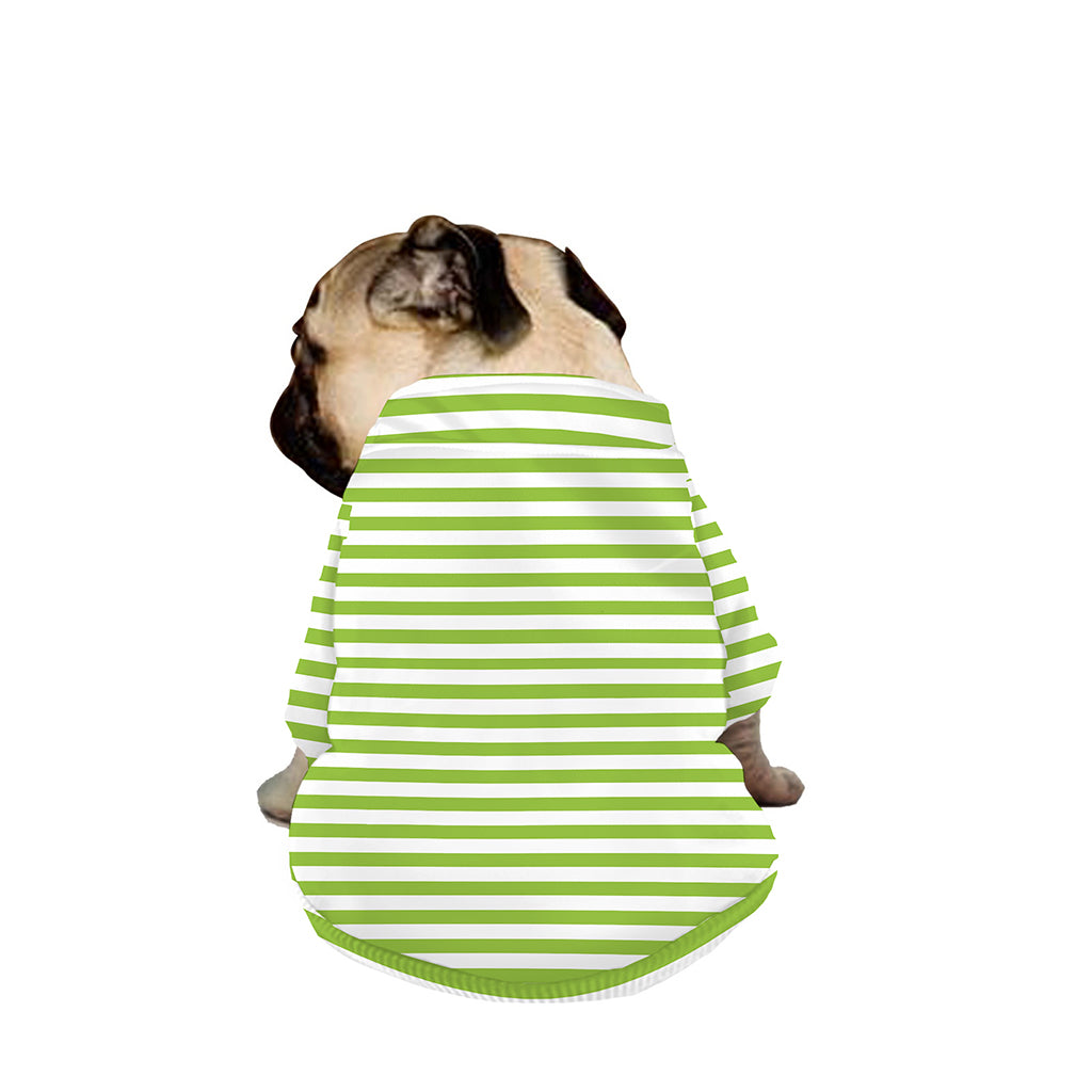 Green And White Striped Pattern Print Dog Zip Up Jacket