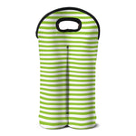 Green And White Striped Pattern Print Double Neoprene Wine Tote