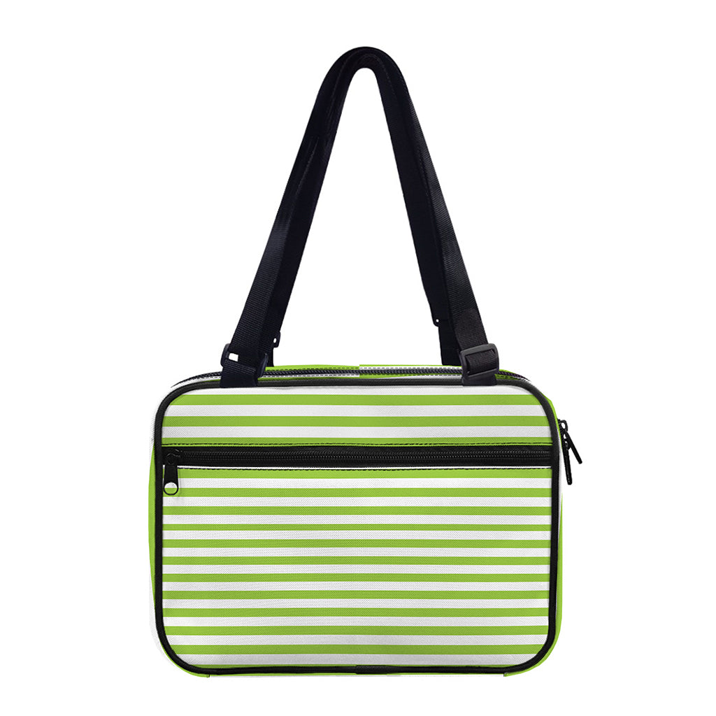 Green And White Striped Pattern Print Double Strap Bible Bag