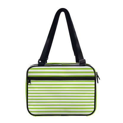 Green And White Striped Pattern Print Double Strap Bible Bag