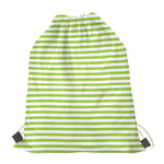 Green And White Striped Pattern Print Drawstring Bag