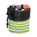 Green And White Striped Pattern Print Drawstring Makeup Bag