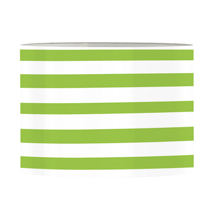 Green And White Striped Pattern Print Drum Lamp Shade