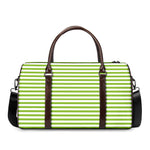 Green And White Striped Pattern Print Duffle Bag