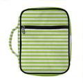 Green And White Striped Pattern Print Front Pocket Bible Bag