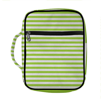 Green And White Striped Pattern Print Front Pocket Bible Bag