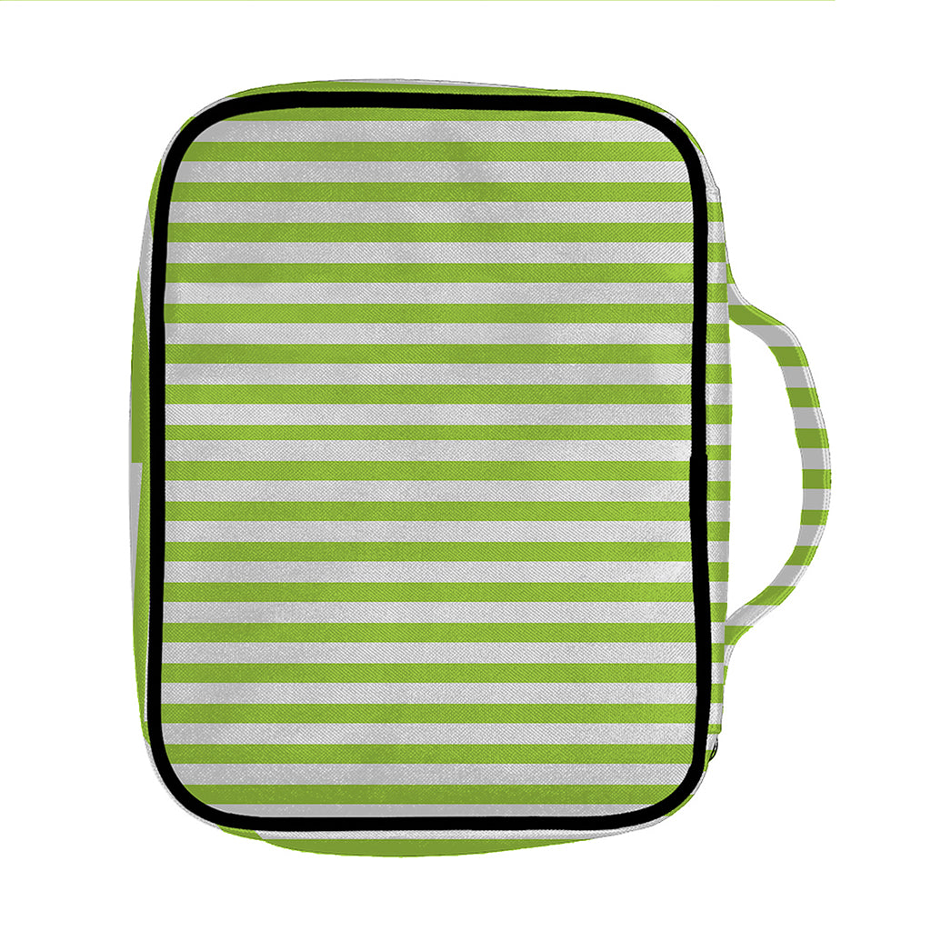 Green And White Striped Pattern Print Front Pocket Bible Bag