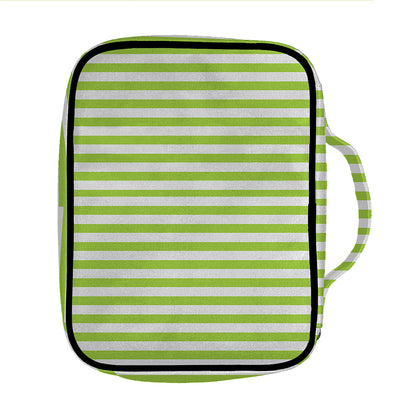 Green And White Striped Pattern Print Front Pocket Bible Bag