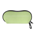 Green And White Striped Pattern Print Glasses Case