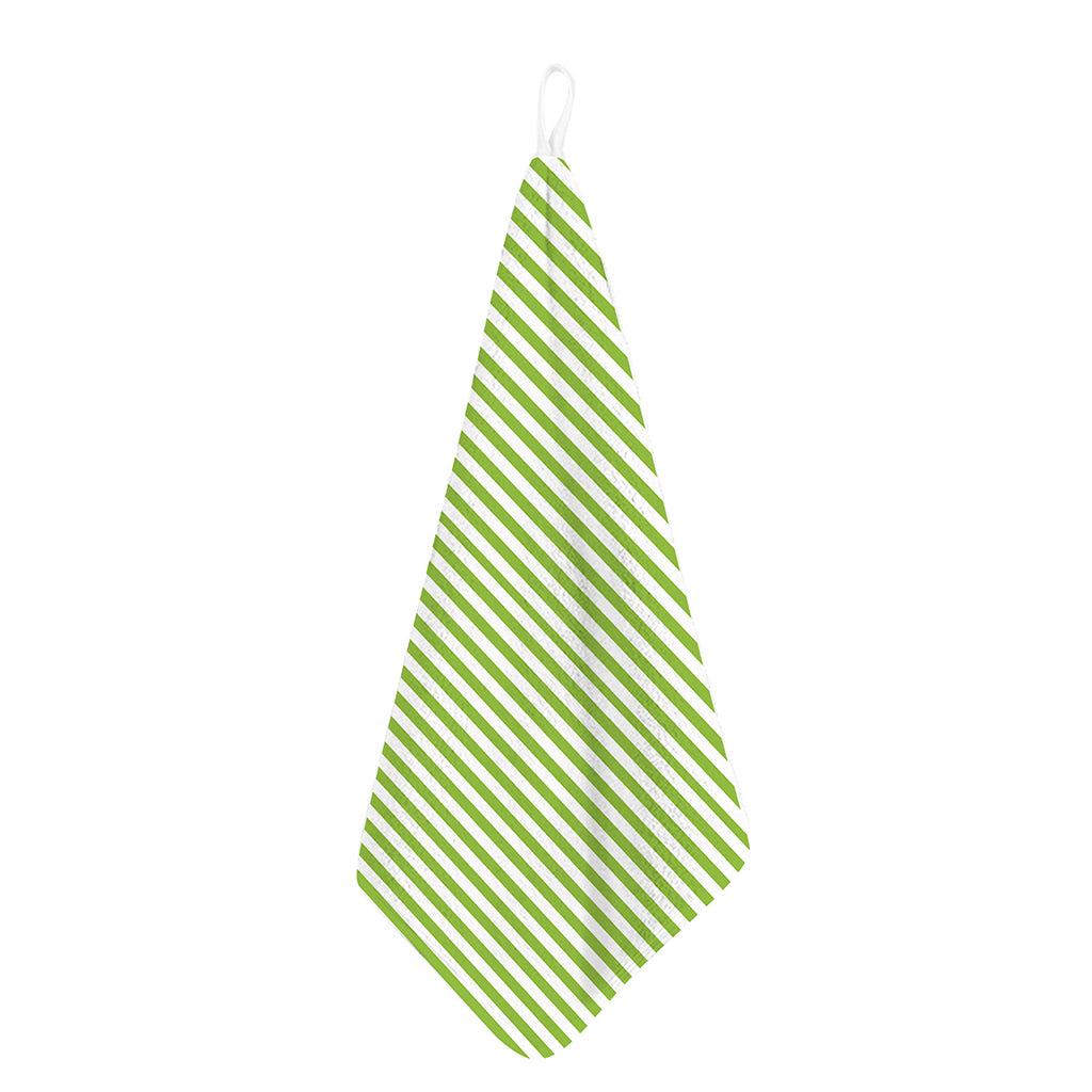 Green And White Striped Pattern Print Hand Towel