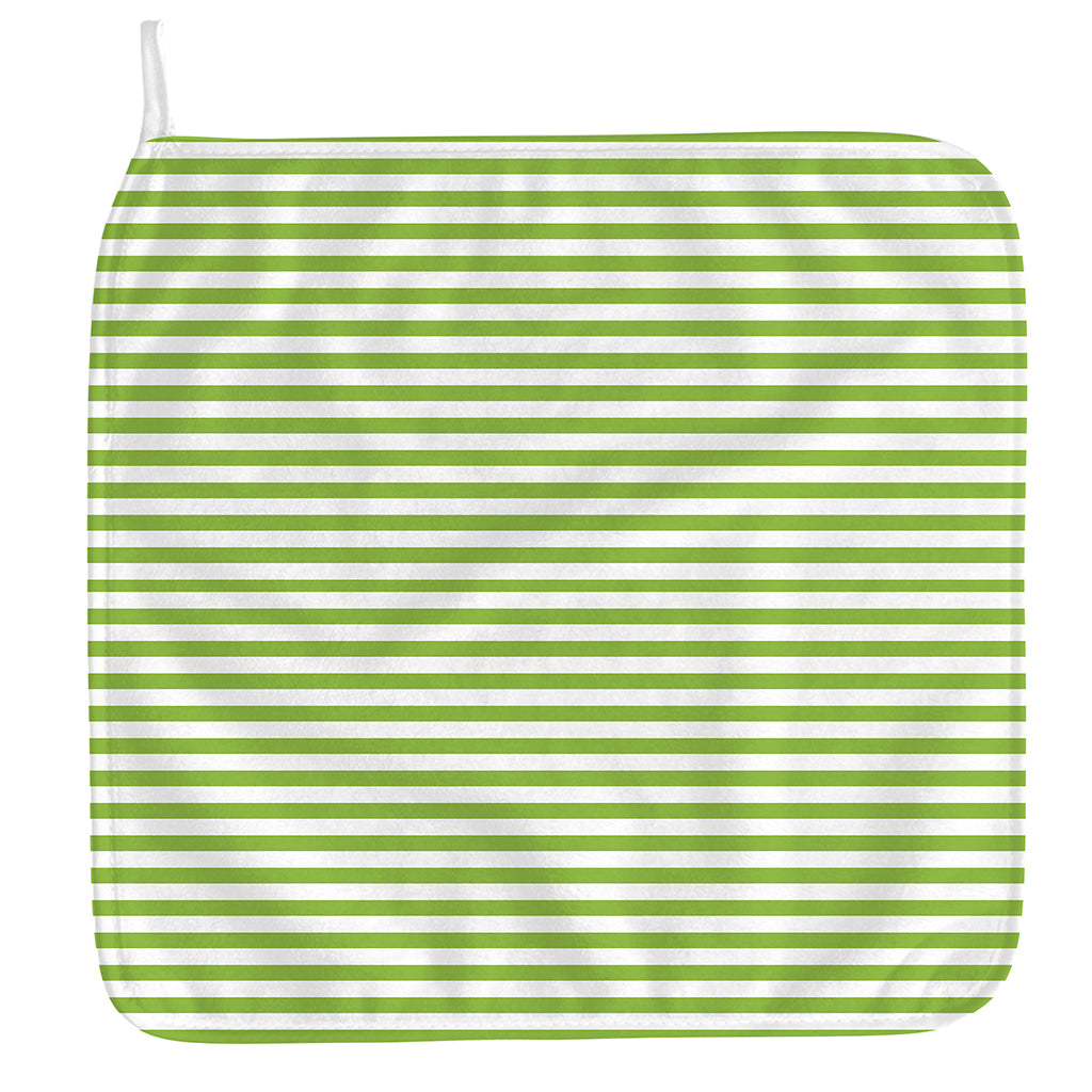 Green And White Striped Pattern Print Hand Towel