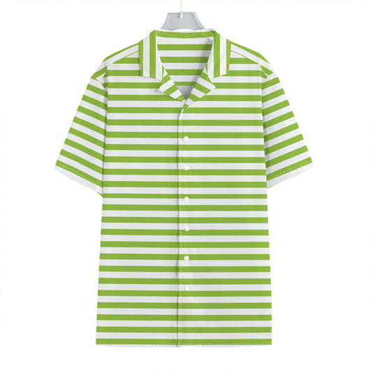 Green And White Striped Pattern Print Hawaiian Shirt