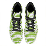 Green And White Striped Pattern Print High Top Leather Sneakers