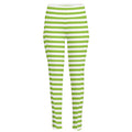 Green And White Striped Pattern Print High-Waisted Pocket Leggings