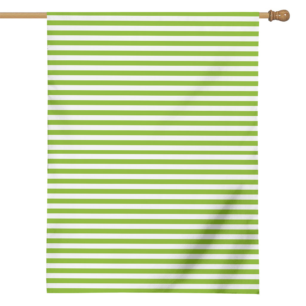 Green And White Striped Pattern Print House Flag