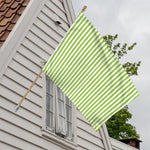 Green And White Striped Pattern Print House Flag