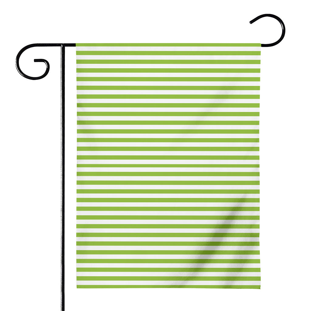 Green And White Striped Pattern Print House Flag