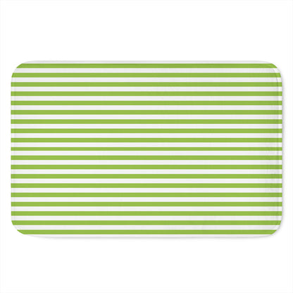 Green And White Striped Pattern Print Indoor Door Mat