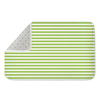 Green And White Striped Pattern Print Indoor Door Mat