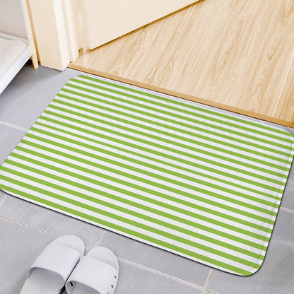 Green And White Striped Pattern Print Indoor Door Mat
