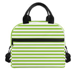 Green And White Striped Pattern Print Insulated Lunch Bag