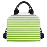 Green And White Striped Pattern Print Insulated Lunch Bag