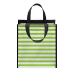 Green And White Striped Pattern Print Insulated Lunch Tote