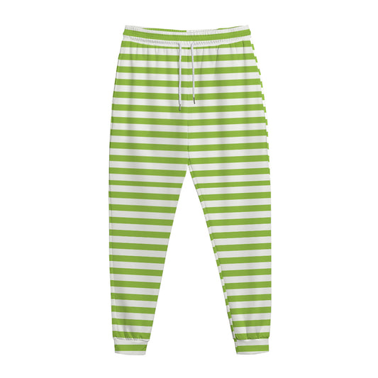 Green And White Striped Pattern Print Jogger Pants