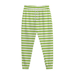 Green And White Striped Pattern Print Jogger Pants