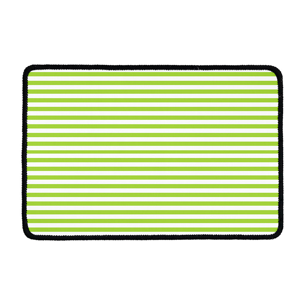 Green And White Striped Pattern Print Kitchen Mat