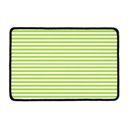 Green And White Striped Pattern Print Kitchen Mat