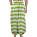 Green And White Striped Pattern Print Lantern Pants