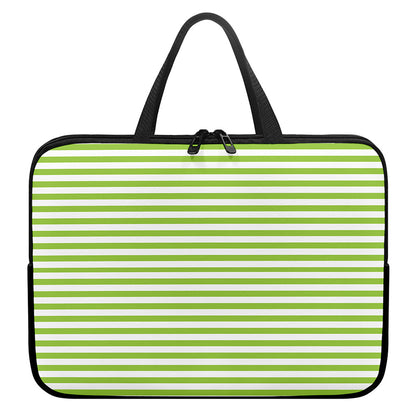 Green And White Striped Pattern Print Laptop Sleeve With Handle
