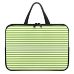 Green And White Striped Pattern Print Laptop Sleeve With Handle
