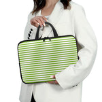 Green And White Striped Pattern Print Laptop Sleeve With Handle