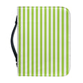 Green And White Striped Pattern Print Leather Bible Cover