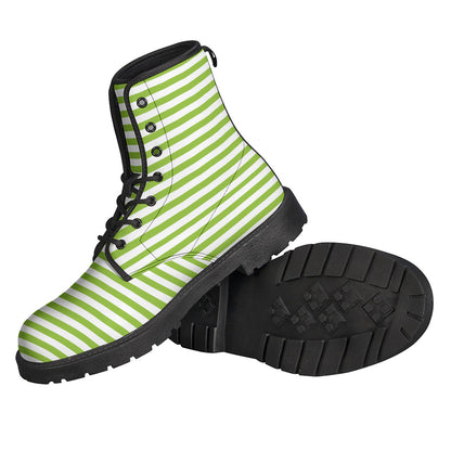 Green And White Striped Pattern Print Backpack
